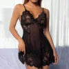 Sexy Babydoll Lace Lingerie Set Women Sleepwear Nightgown Mesh Exotic Intimate Apparel Transparent Nighty Dress