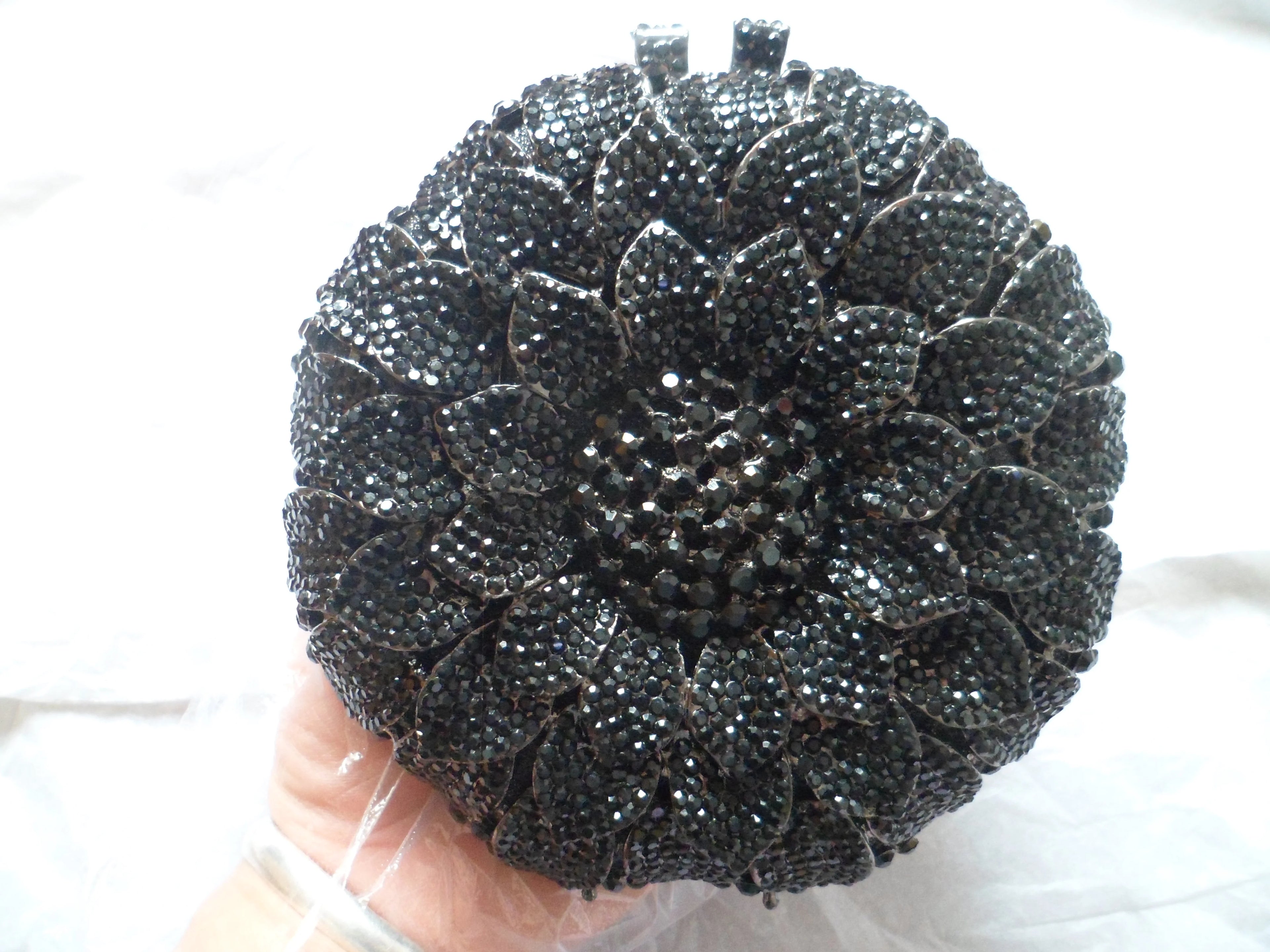 Gold/Yellow Sunflower Clutch Crystal Round Evening Bags Women Wedding Purse Bridal Bags Party Dazzling Diamond Handbags Minaudie