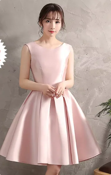 Pink Off Shoulder Bridesmaid Dress Simple Satin Sweet Bow Wedding Wedding Female Guest Dresses Fashion A-line Short Party Gown