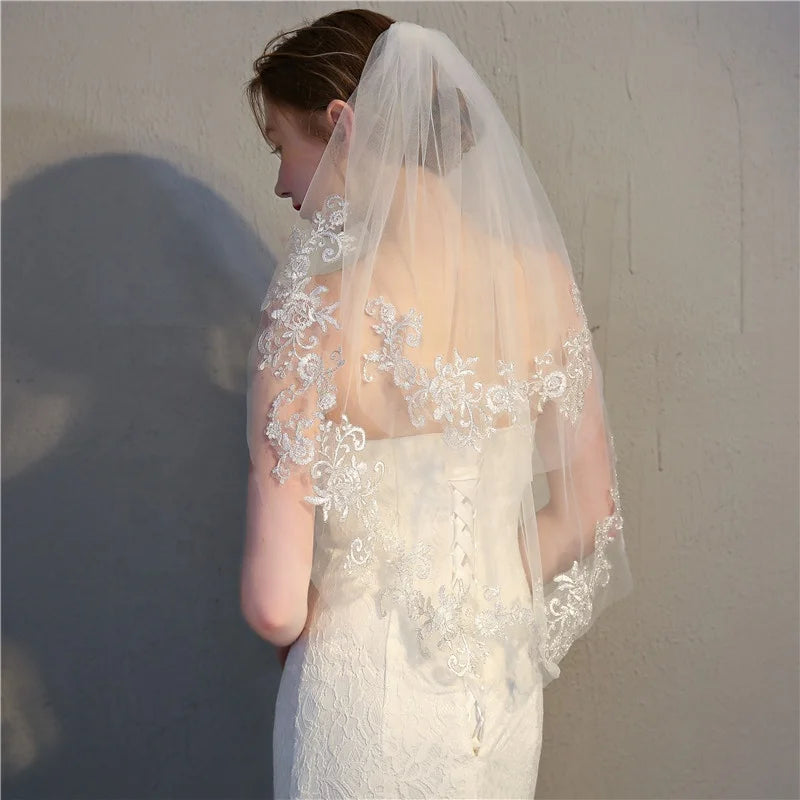 Hot Sell Women Short Tulle Wedding Bridal Veil Lace Women Wedding Veil