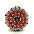 Gold/Yellow Sunflower Clutch Crystal Round Evening Bags Women Wedding Purse Bridal Bags Party Dazzling Diamond Handbags Minaudie