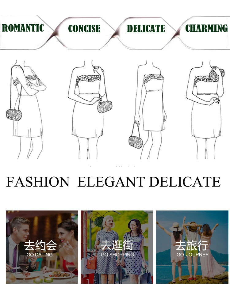 XIYUAN Women AB Silver Gold Blue Green Pink Champagne Red Grey Diamond Handbag Wedding Party Guitar Crystal Bridal Purse Bag