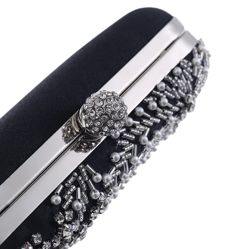 Women's Clutch Bag Crystal Pearl Clutch Purse Luxury Handbag Embroidery Evening Bag Wedding Bag for Bridal Shoulder Bag ZD1529