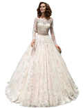 Long Sleeves Wedding Dresses Bride Bead Belt Ball Gown Wedding Dress ON293 Bridal Gowns Vestidos De Novia Robe De Mariage
