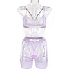 Lace Babydoll Open Bra Set Women's Intimates Sexy Bra G-String & Lingerie Sets Transparent Bralette Set