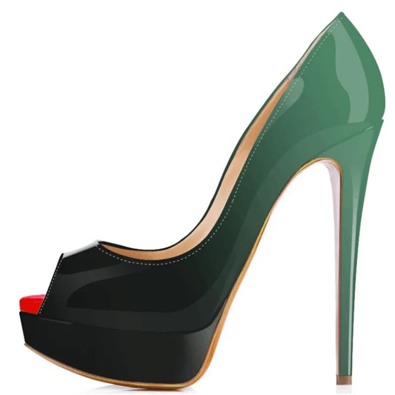 Peep-Toe Platform Stiletto Heels