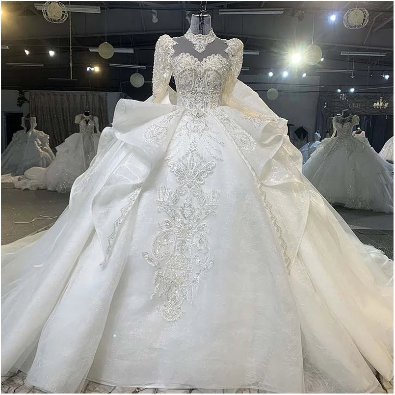 Jancember MN127 Elegant Applique Crystals Wedding Dresses