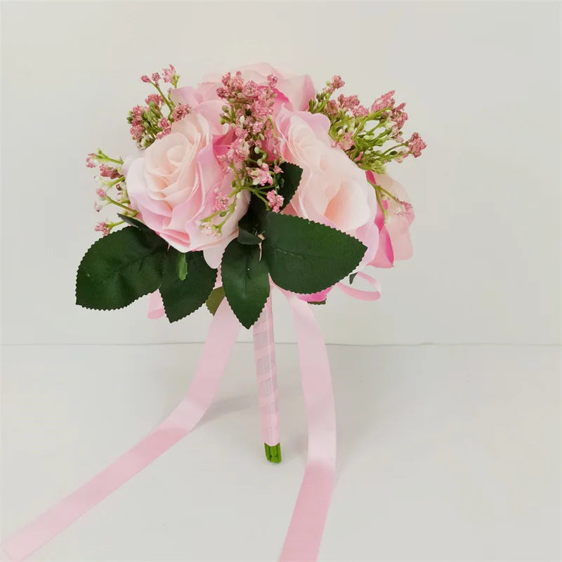 Lovegrace Bride Rose Bouquet Wedding Supplies Bridesmaid Rose Baby's Breath Bouquet Flower Arrangement DIY Home Party Prom Decor