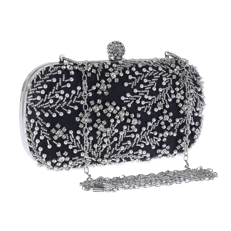 Women's Clutch Bag Crystal Pearl Clutch Purse Luxury Handbag Embroidery Evening Bag Wedding Bag for Bridal Shoulder Bag ZD1529