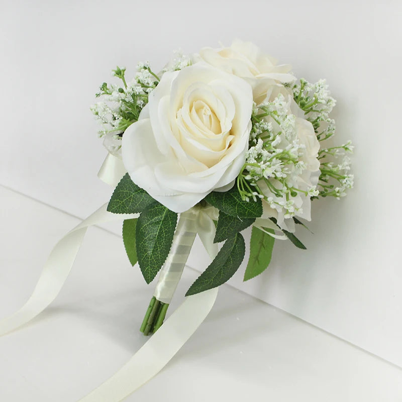 Lovegrace Bride Rose Bouquet Wedding Supplies Bridesmaid Rose Baby's Breath Bouquet Flower Arrangement DIY Home Party Prom Decor