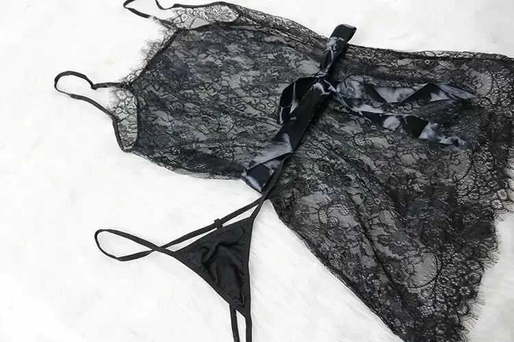 2026 Plus Size 5xl Sexy Lace Transparent Nightdress Nightgown Ladies Sexy Hollow Out Ladies Nightdress for Fat Women