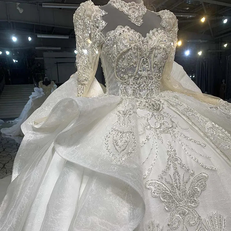Jancember MN127 Elegant Applique Crystals Wedding Dresses