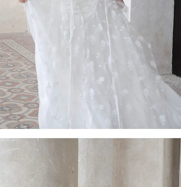 White Lace Halter Lace-Up Spaghetti Strap Floor-Length Bridal Robe Dress  Illusion Beach Vacation Banquet Gown