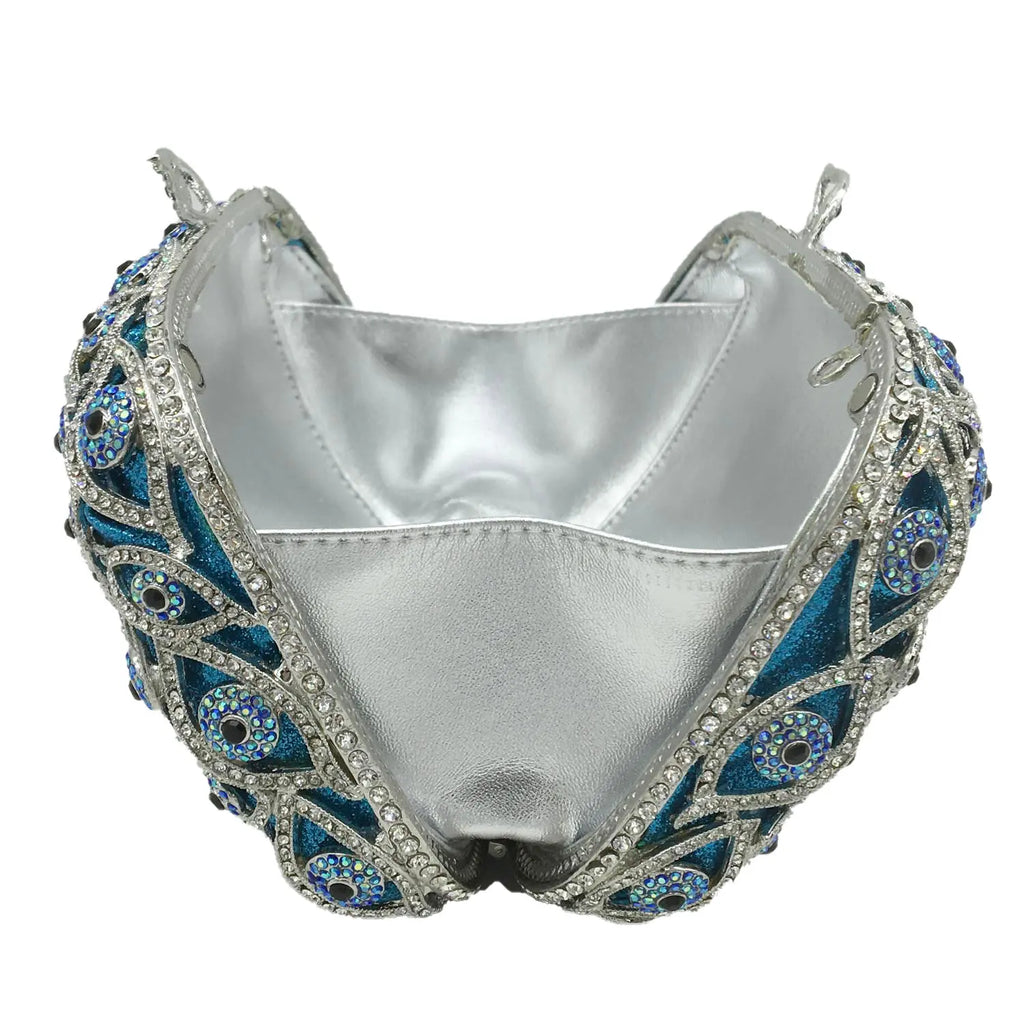 Boutique De FGG (in stock) Evil Eye Women Crystal Clutch Evening Minaudiere Bags Party Dinner Rhinestone Handbags Bridal Purse