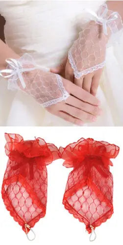 Fingerless Wedding Evening Party  Lace Short Bridal Gloves