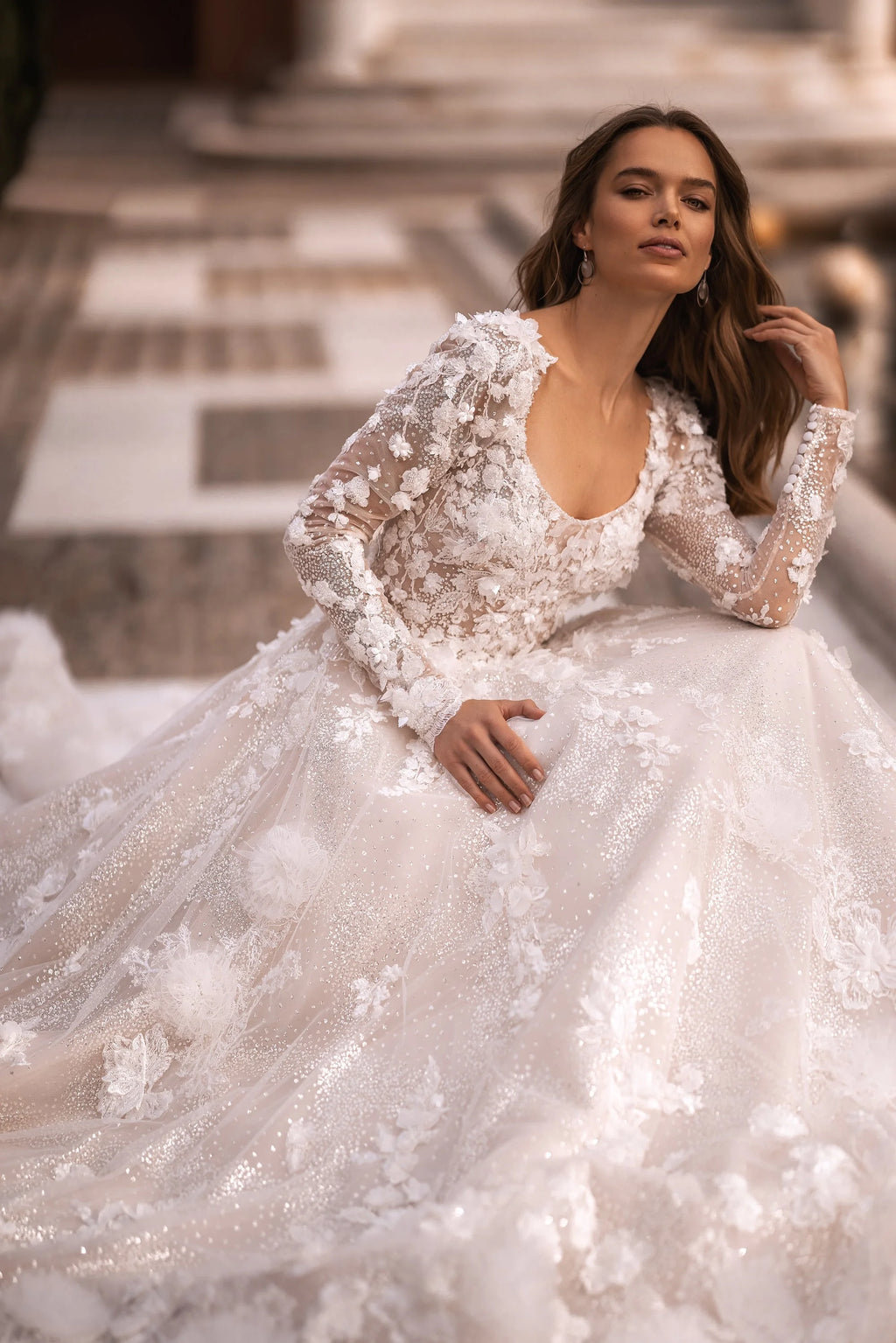 2024 Custom Bride Wedding Dresses Vestido De Novia Lace White Long Sleeves Plus Size African Ball Gown Wedding Dress Bridal Gown