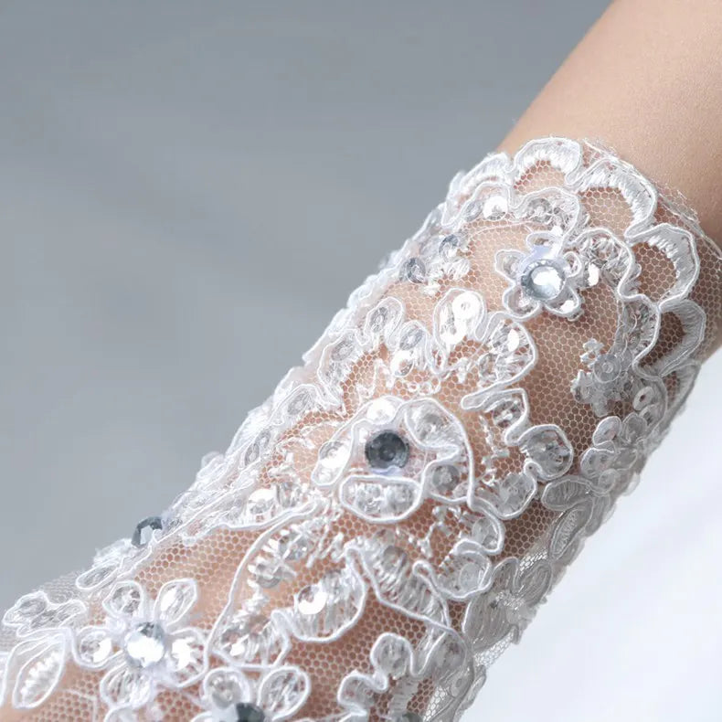 2020 Best-Selling Wedding Gloves Bride Gloves Fingerless Children's Lace Gloves Women White/Red Lace Gloves