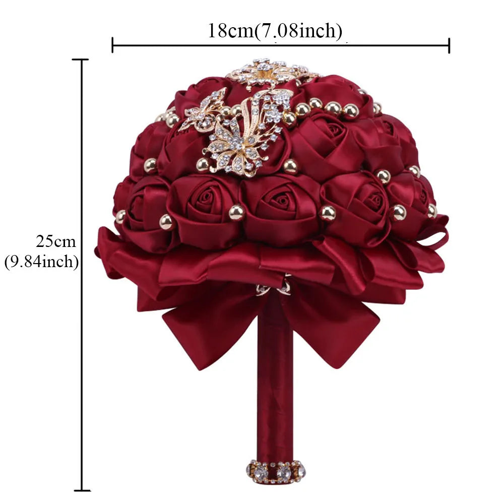 Morili Burgundy Actual Powder Bride Holding Flower Studio Photography Party Prom 15 Years Wedding Decoration Bouquet MB20