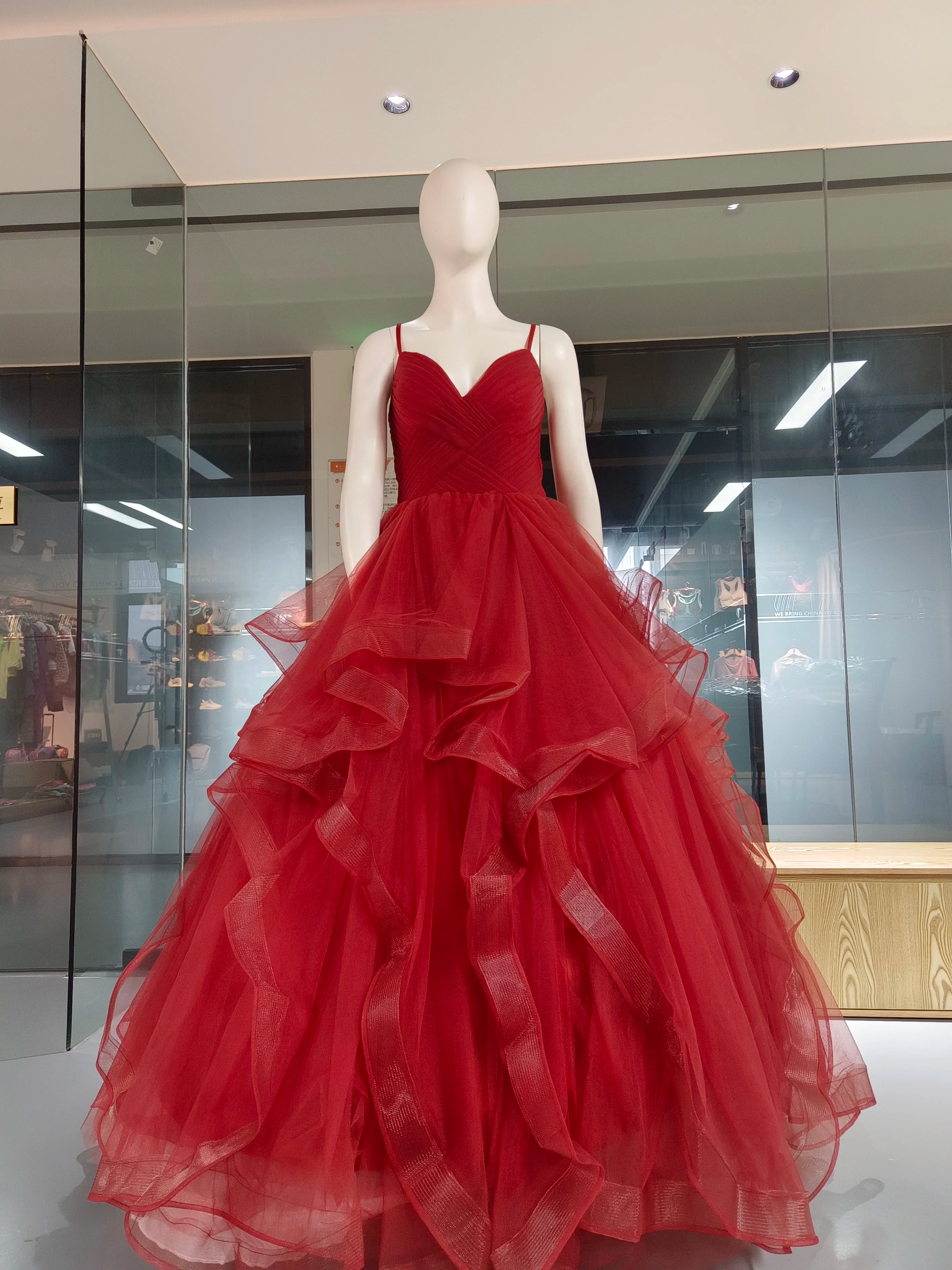 Custom 2022  New Summer Wedding Dress Sexy V Neck Ball Gowns Spaghetti Straps Tulle Prom Bridal Dress