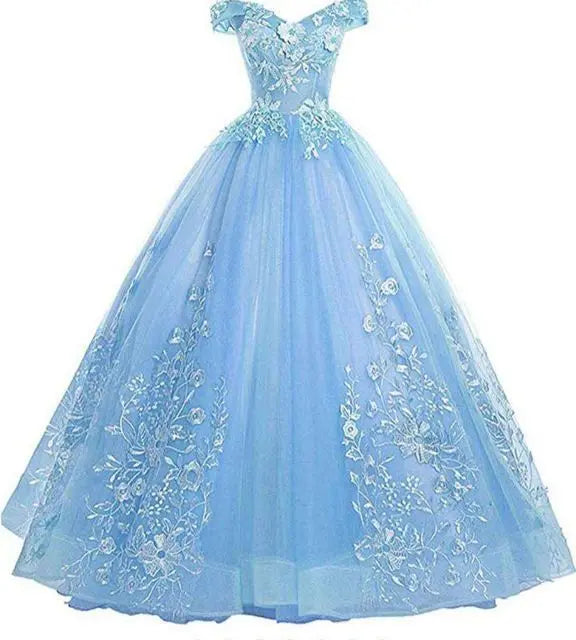 S 147A Evening Dress Long Style New Lace Beaded White Mesh Tulle Tutu Dress Slim Back Straps Bridal Wedding Dress