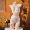 Three-Piece Boned Lace Bra and Garter Set