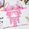 Three-Piece Boned Lace Bra and Garter Set