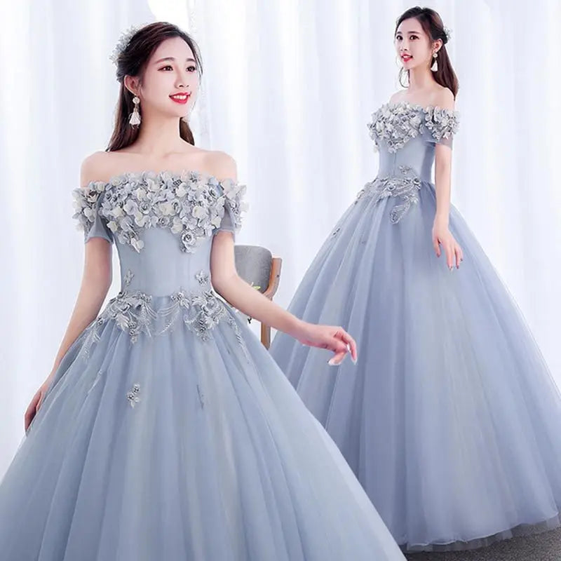 New Evening Dress Floral Organza Bridesmaid Wedding Party Dress 2024 Host Costume Dresses