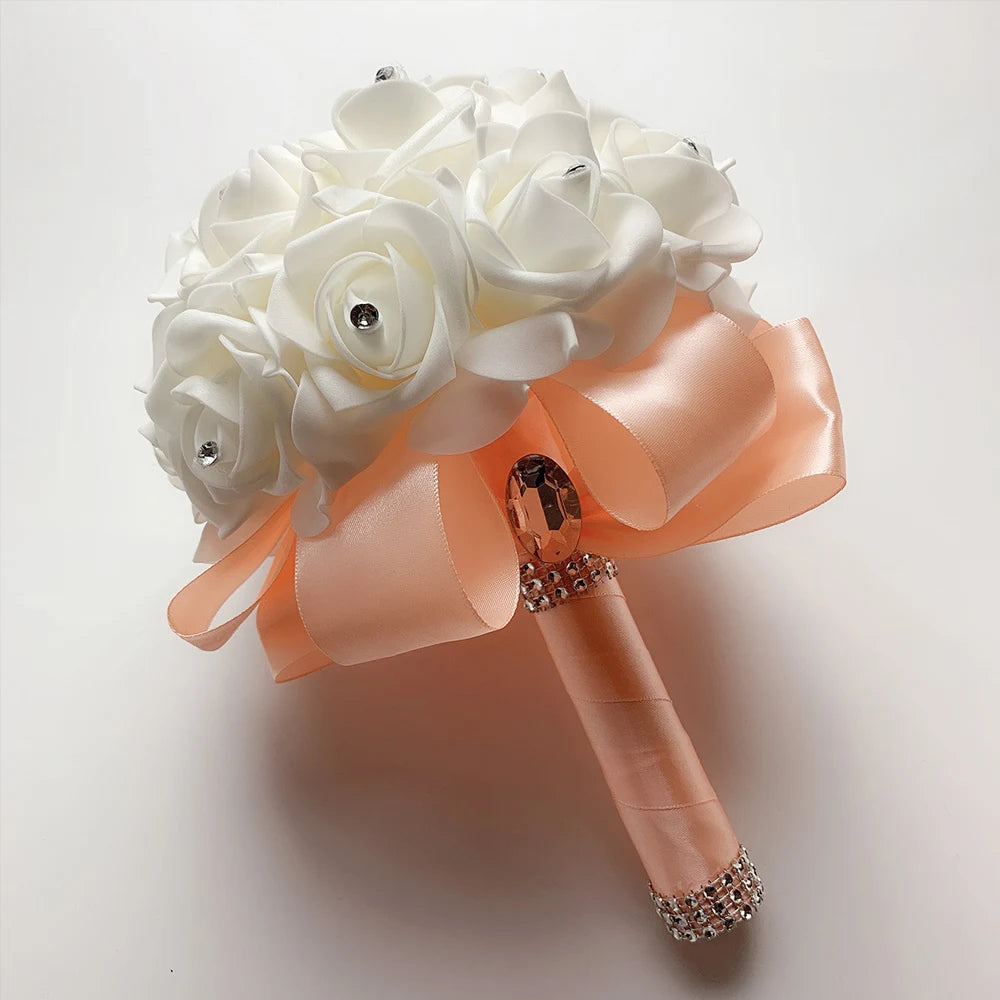Bridal Bridesmaid Wedding Bouquet 12 Colors Roses Artificial Holding Flowers Mariage Bouquet Wedding Accessories