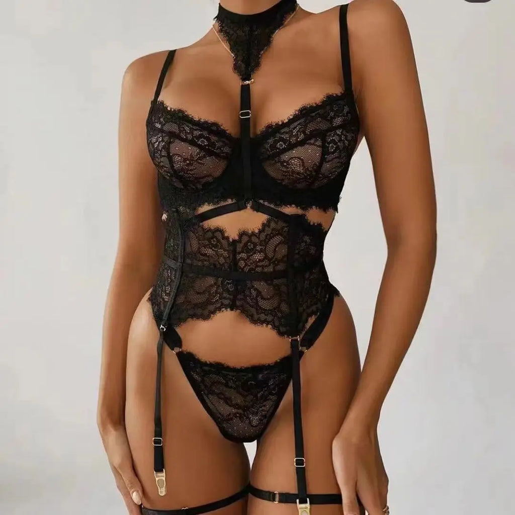Foreign Trade Thin-Style Womens Summer Lace Nylon Lingerie Set Sexy European-American Style Bra Thong Push-Up Sheer Underwear