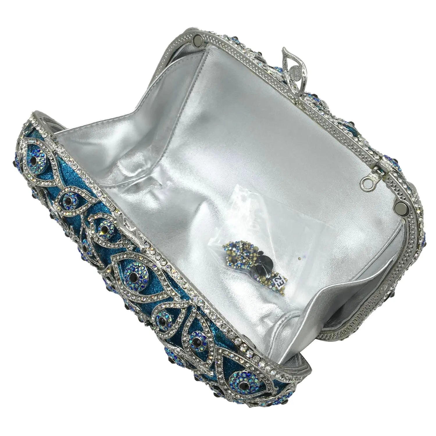 Boutique De FGG (in stock) Evil Eye Women Crystal Clutch Evening Minaudiere Bags Party Dinner Rhinestone Handbags Bridal Purse