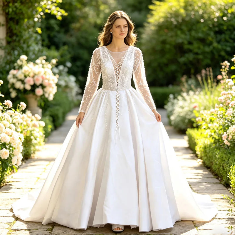 Summer Fashion White Bridal Gowns New High-End Luxury Rhinestone Trailing Formal Dress Women's Wedding Dress