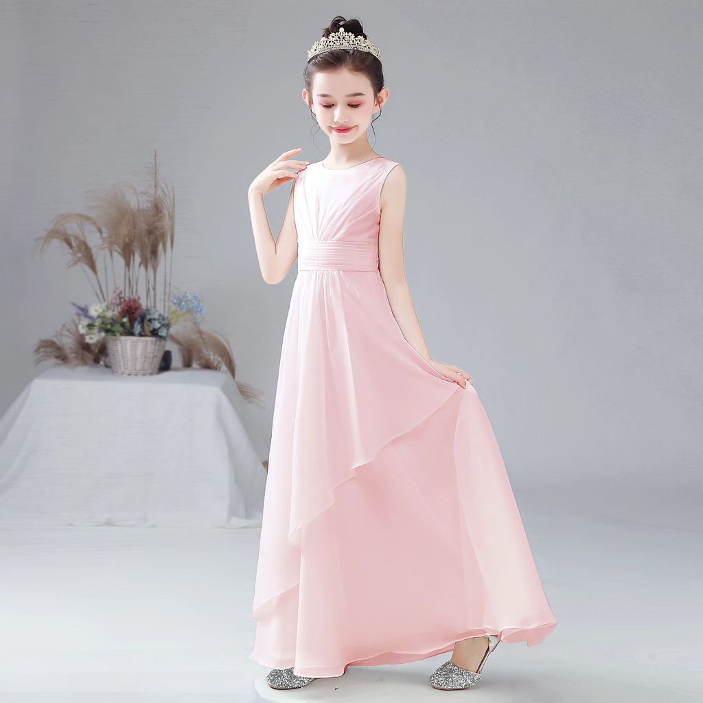 Chiffon Bow-Sash A-Line Flower Girl Dress