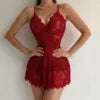 Sexy Babydoll Lace Lingerie Set Women Sleepwear Nightgown Mesh Exotic Intimate Apparel Transparent Nighty Dress