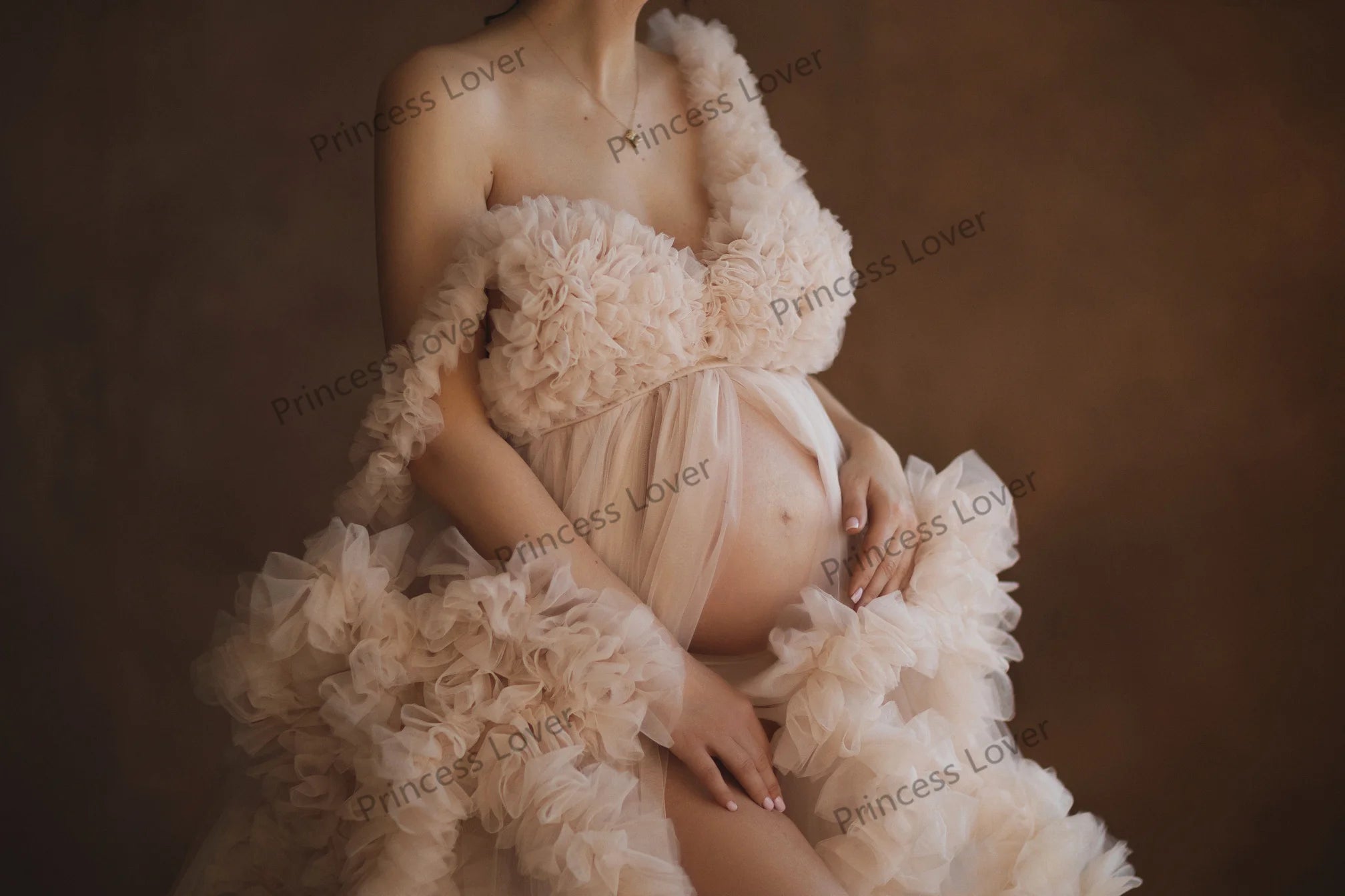 Maternity Dresses for Photography Luxury Ruffles Slit Plus Size Baby Shower Dress Flowy Empire Waist Robes Tulle Wrap Customized
