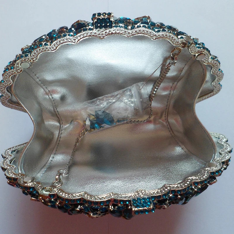 Fan Big Stone Rhinestone Wedding Purse White Clear Evening Bridal Clutch Luxury Women’s Crystal Party Prom Handbag Formal Bag