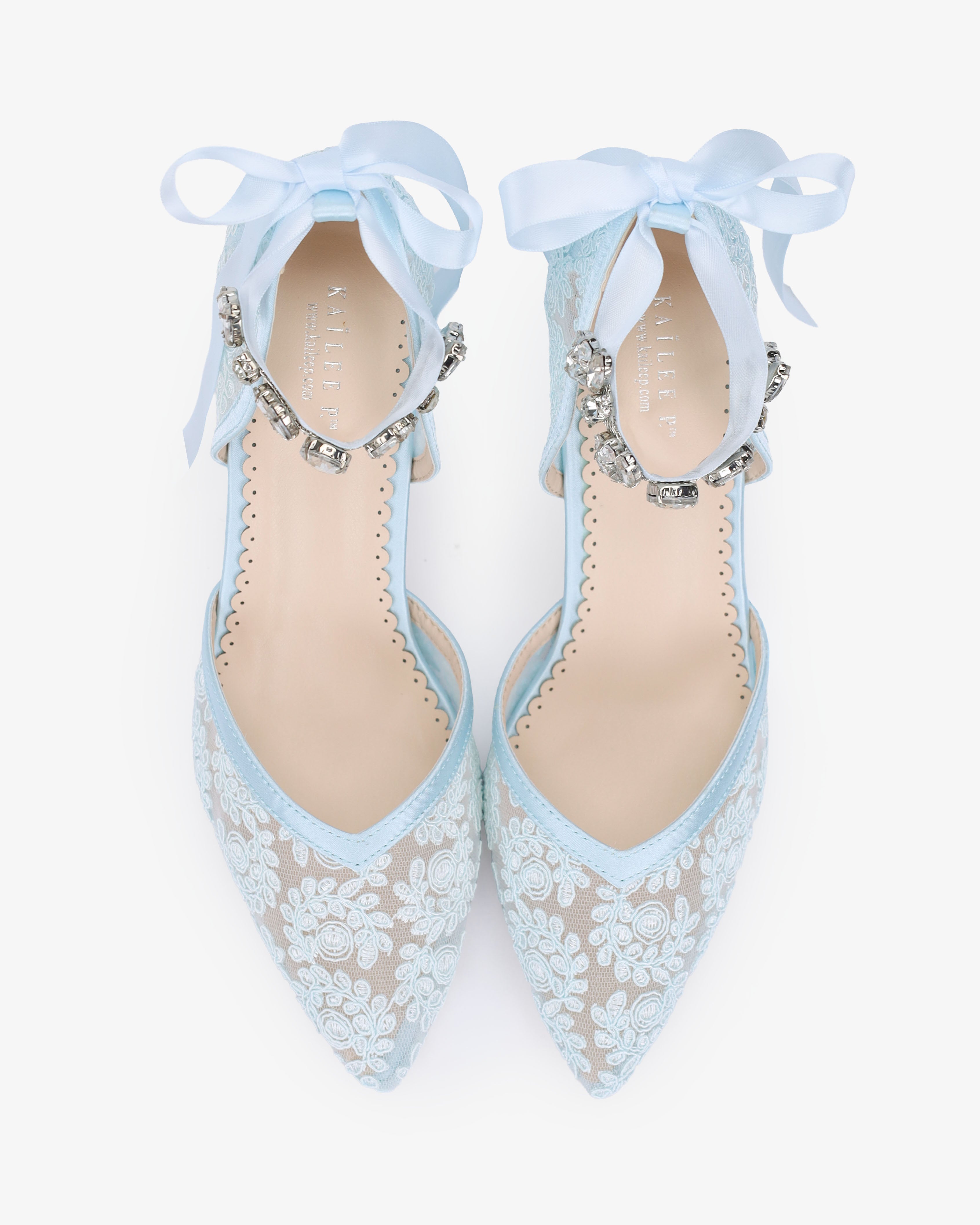 Lace Block Heel For Weddings with Navette Cluster Rhinestones Strap