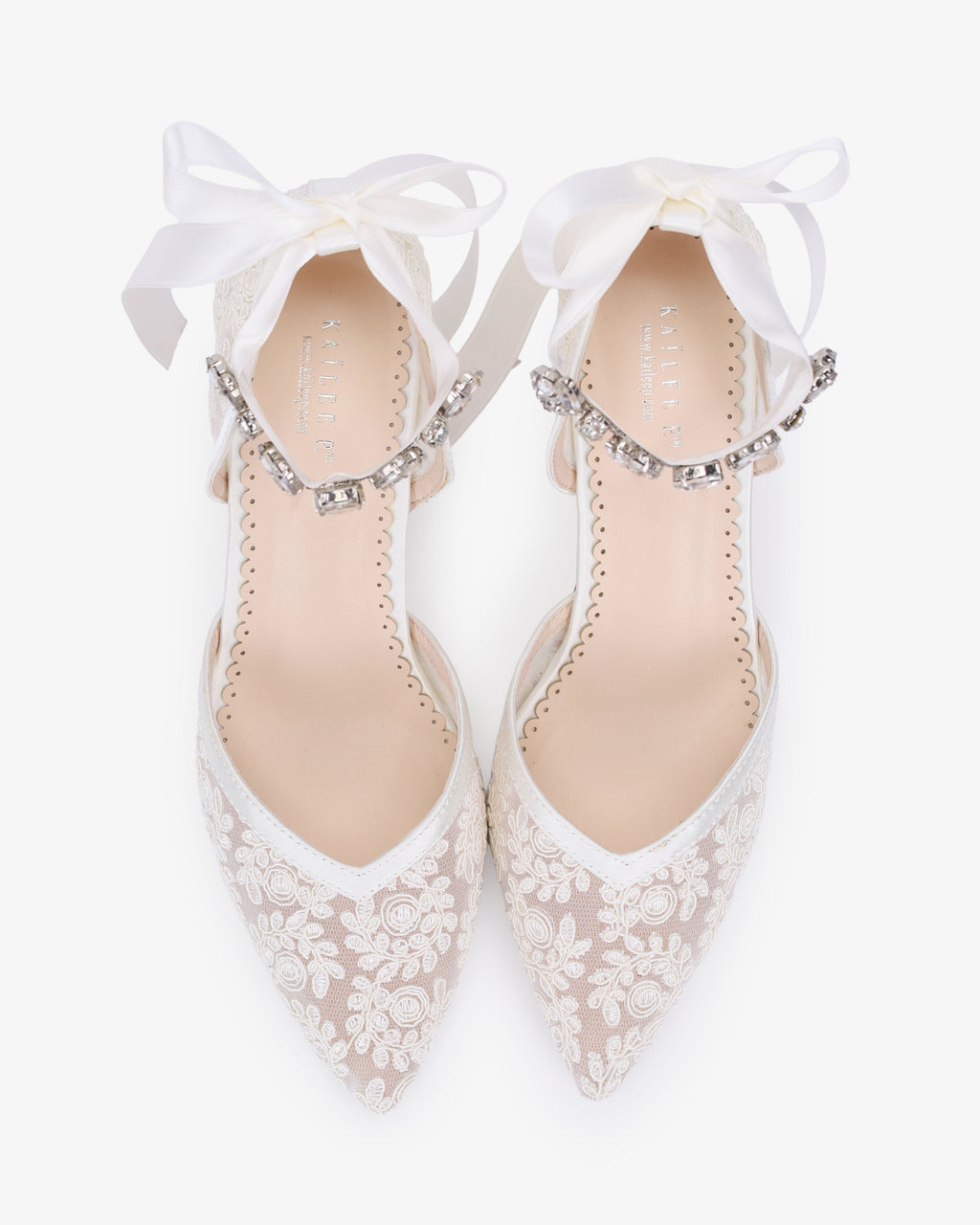 Lace Block Heel For Weddings with Navette Cluster Rhinestones Strap