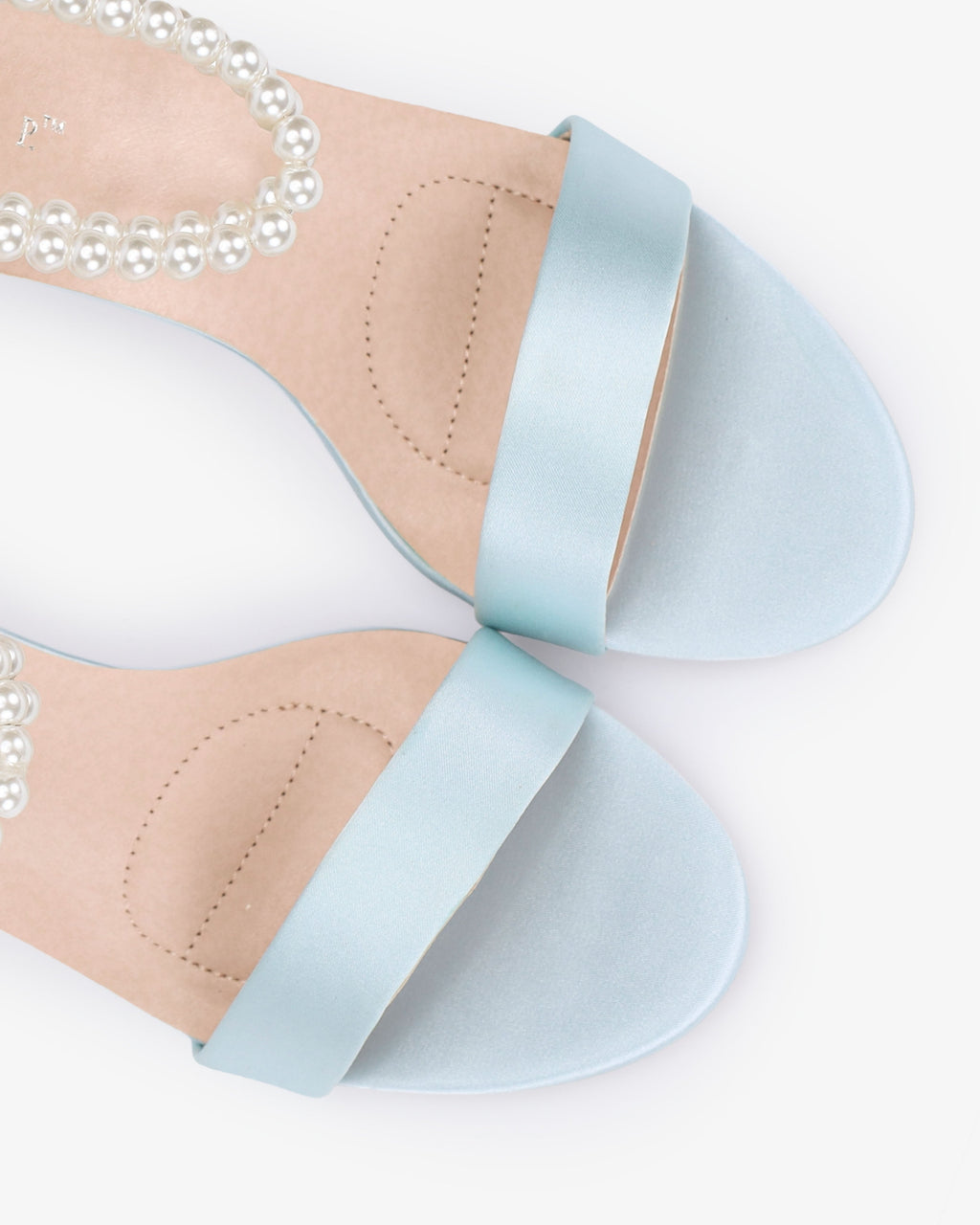 Satin High Heel Wedding Sandals with Double Pearls Ankle Strap