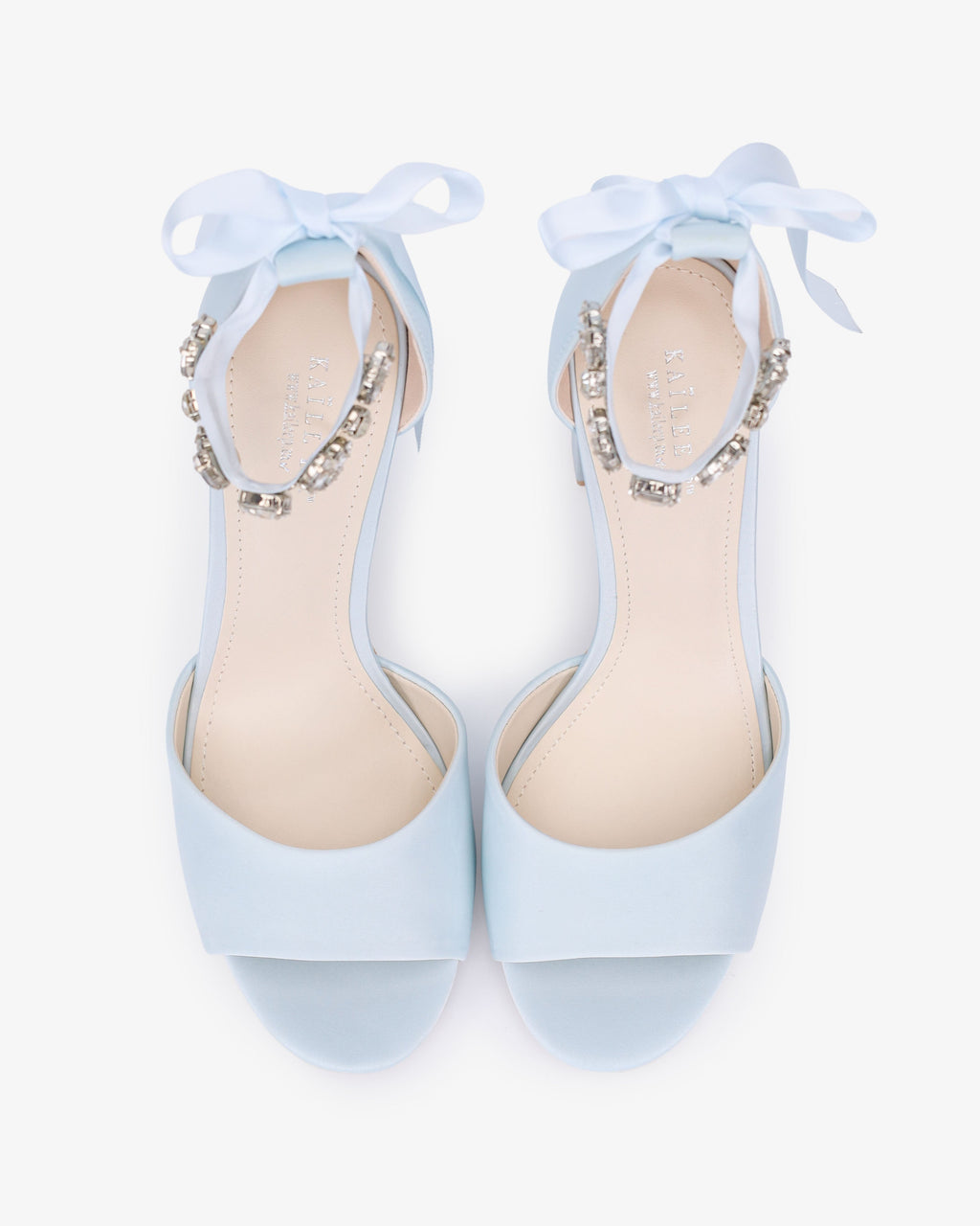 Satin Block Heel Wedding Sandals with Navette Cluster Rhinestones Strap