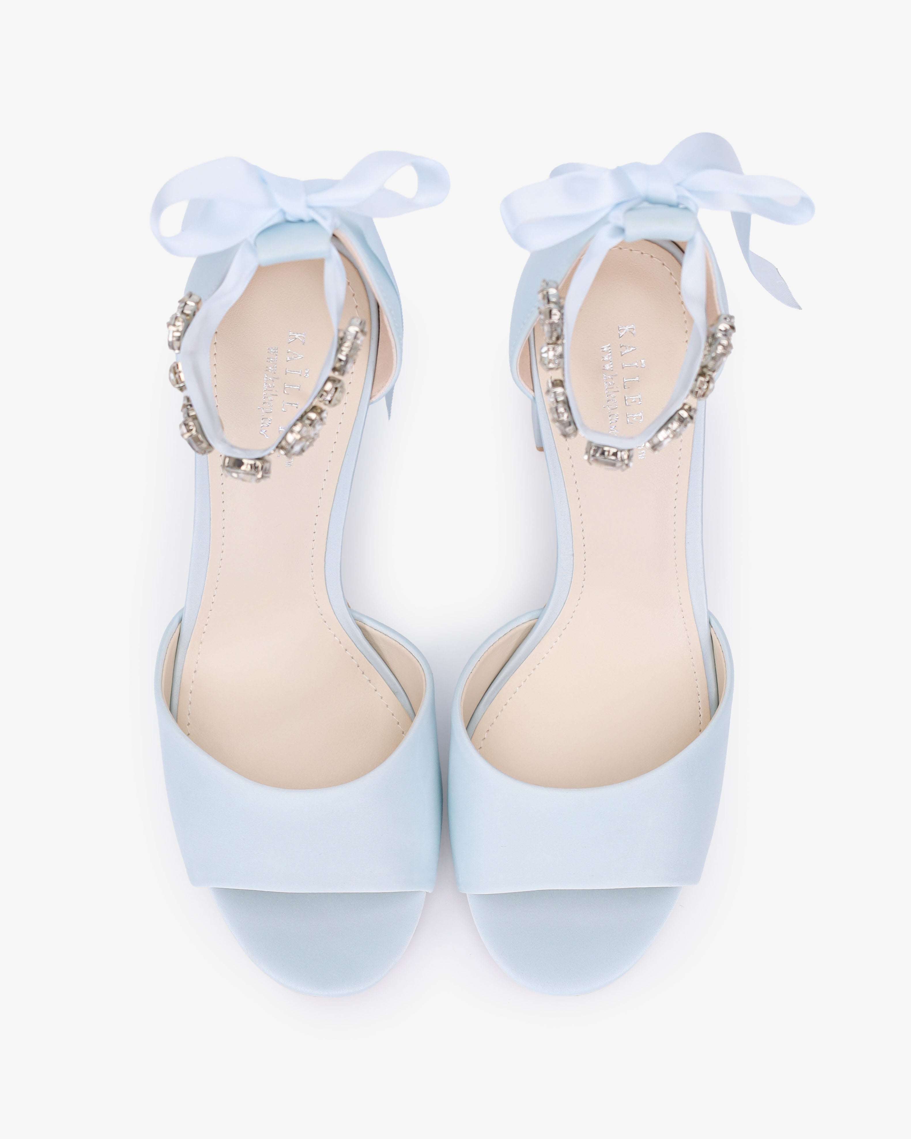 Satin Block Heel Wedding Sandals with Navette Cluster Rhinestones Strap
