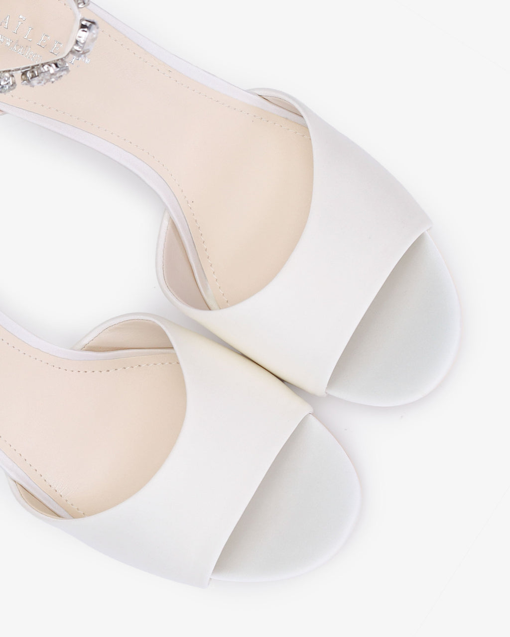 Satin Block Heel Wedding Sandals with Navette Cluster Rhinestones Strap