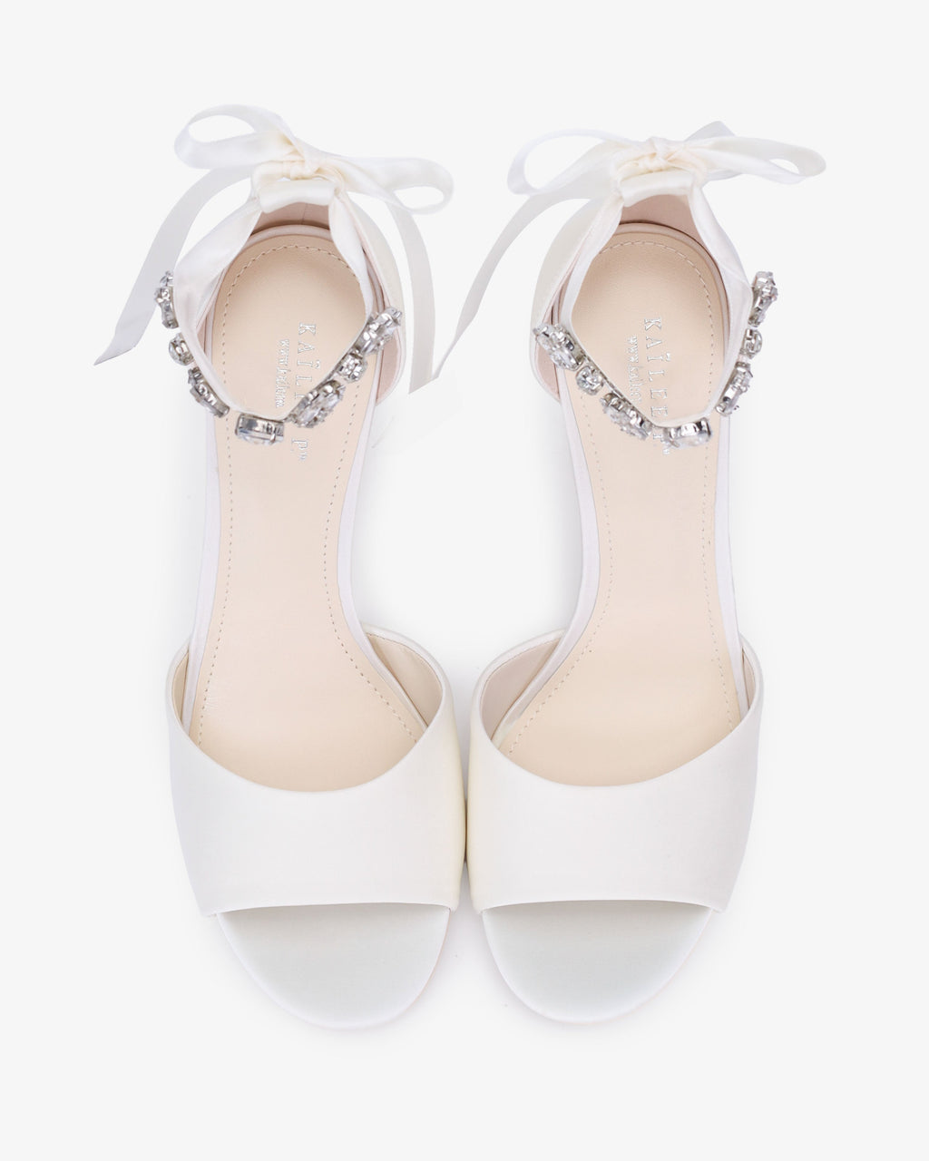 Satin Block Heel Wedding Sandals with Navette Cluster Rhinestones Strap