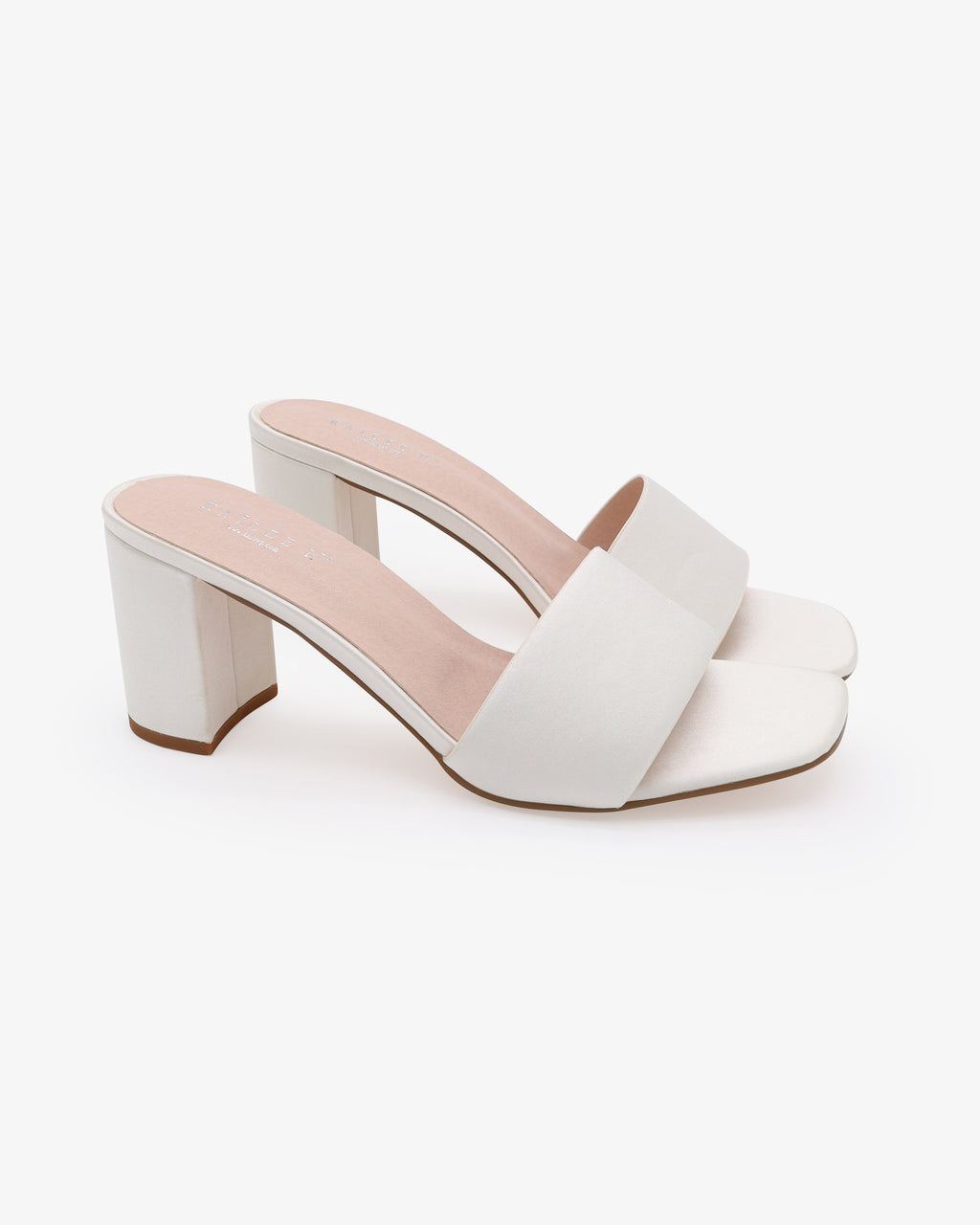 Satin Block Heels Slide Wedding Sandals