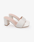 Satin Block Heels Slide Wedding Sandals