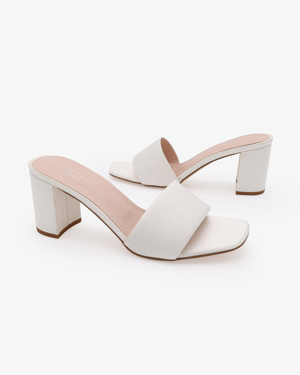 Satin Block Heels Slide Wedding Sandals