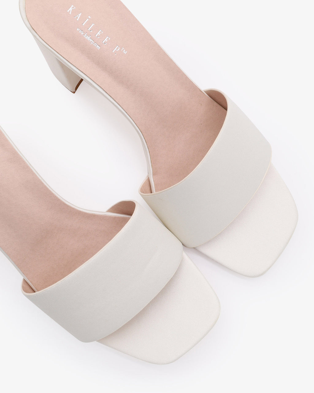 Satin Block Heels Slide Wedding Sandals