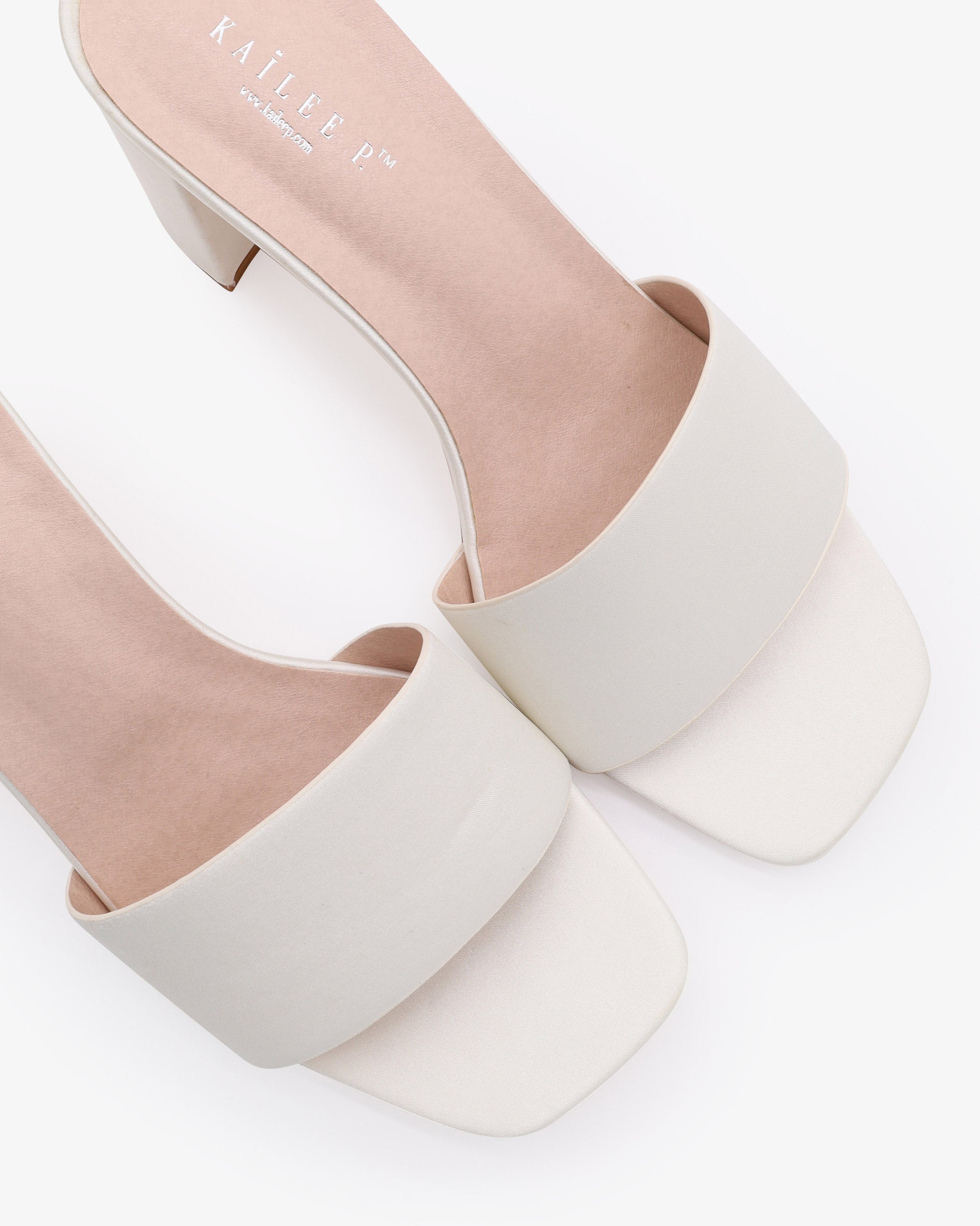 Satin Block Heels Slide Wedding Sandals