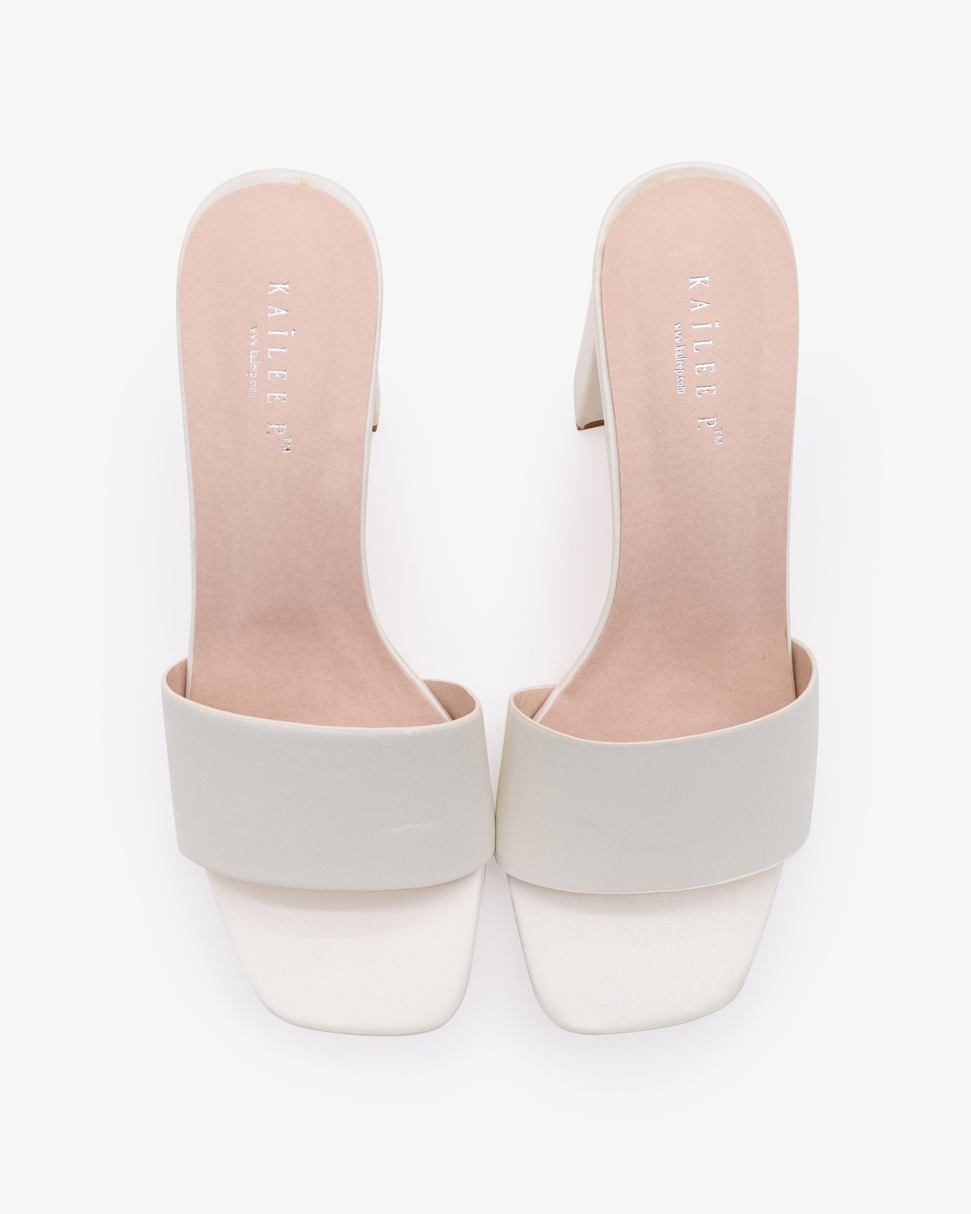 Satin Block Heels Slide Wedding Sandals