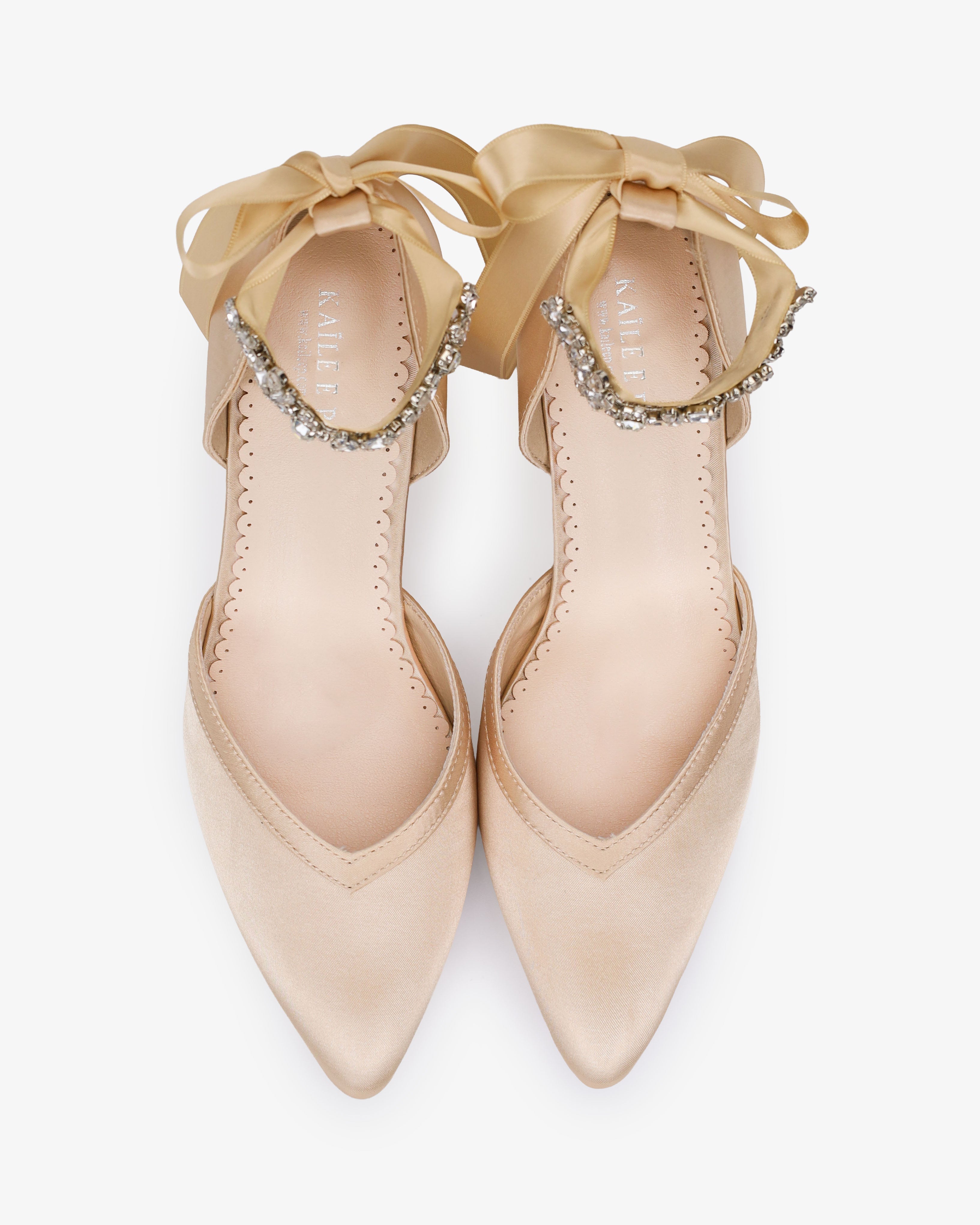 Satin Block Heels Evening Shoes with Floral Rhinestones Ankle Strap