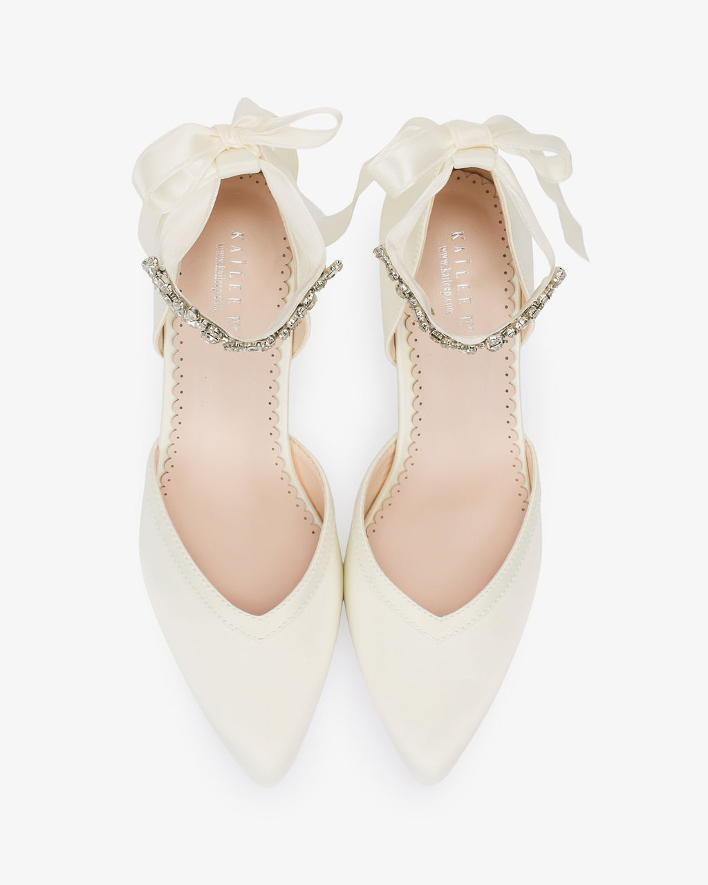 Satin Block Heels Wedding Shoes with Floral Rhinestones Ankle Strap